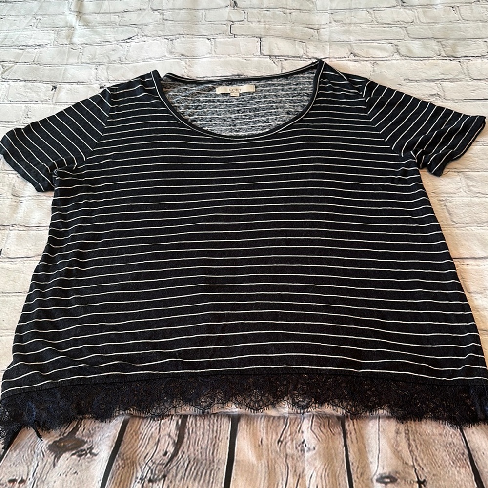 COPY - Loft Navy & White Stripe Tee